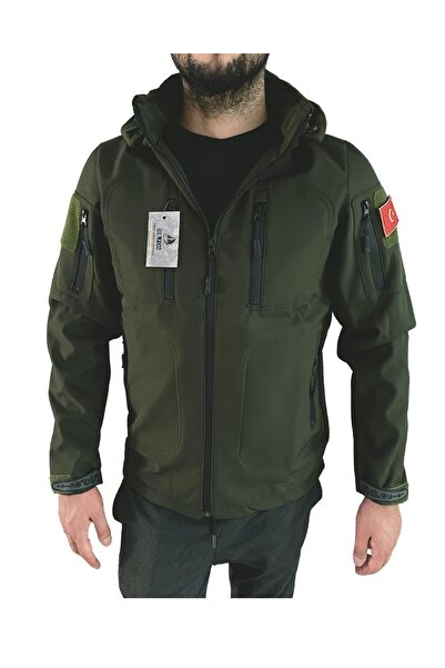 Silyon Askeri Giyim Taktik Softshell Mont Su Geçirmez Haki Renk