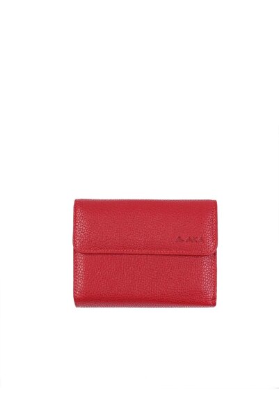 Aka Deri 445 100% Genuine Leather Women's Wallet Red