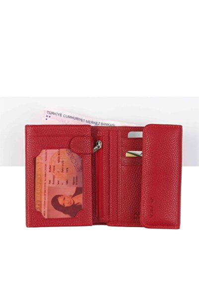 Aka Deri 445 100% Genuine Leather Women's Wallet Red