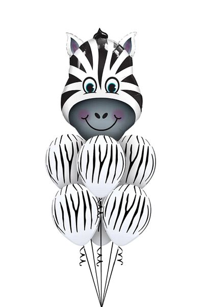 Trend Hediye Sepeti Safari Themed Zebra Figured Foil Balloon Set, Safari Birthday Concept