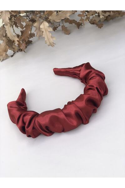 KİKİYS Claret Red Women's Satin Gather Crown