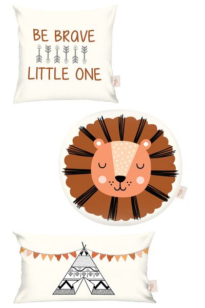 Piamom Bebek & Çocuk Odası Iskandinav Little One 3'lü Kırlent Seti Içi Dolgulu