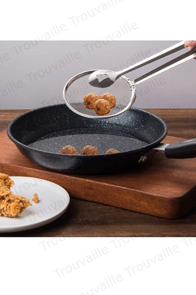 Trouvaille Frying and Boiling Tongs Steel Colander with Strainer