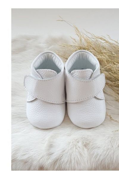 Hodore White Genuine Leather Velcro Baby Boots