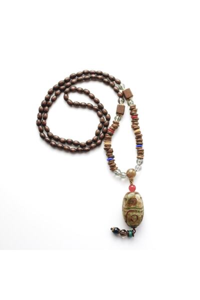 Boho Yoga Art Ahşap Kolye