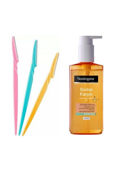 Neutrogena 3 عبوات من جل تنظيف الحواجب وحب الشباب 200 مل