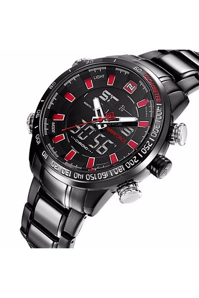 Naviforce Digital Analog Lighting Men's Wristwatch with Stopwatch Calendar Display
