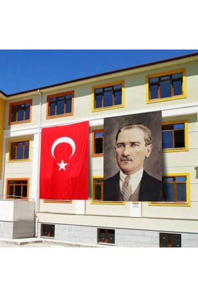 Özgüvenal Atatürk Posteri Ve Türk Bayrağı Raşel Kumaş 200x300 Cm -3