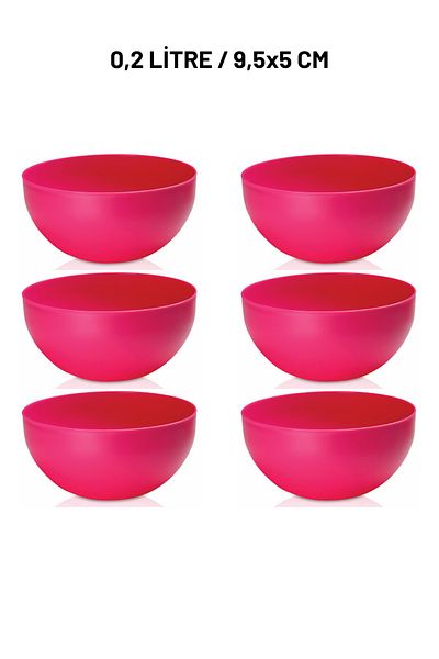 Melkan Home Round Mini Bowl Set 0.2 Liter X 6 Pieces Pink