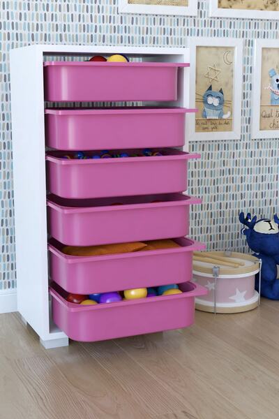 Remaks Mutfak Dolabı 6 Sepetli Çok Amaçlı Dolap - Pembe