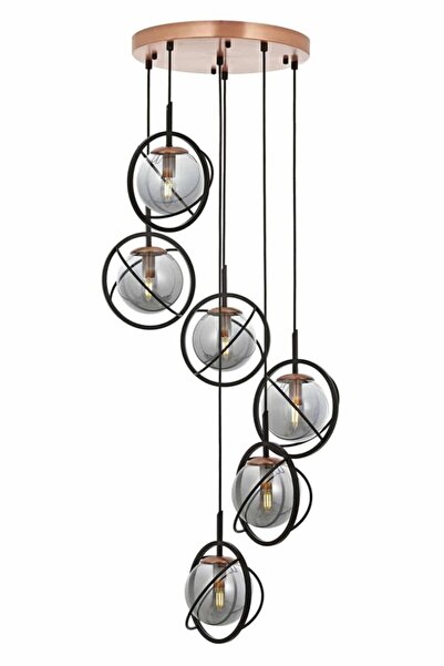 Avonni Avonnı Av-60291-6t-bsy Siyah Boyalı Modern Avize E14 Metal Cam 40cm