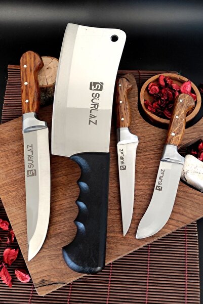 SürLaz Satır Zırh Bıçak Seti 4 Parça Et Bıçağı Handmade
