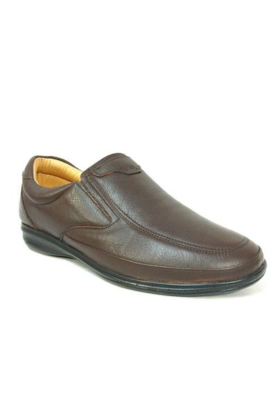 Fancy Brown Leather Laceless Men's Shoes