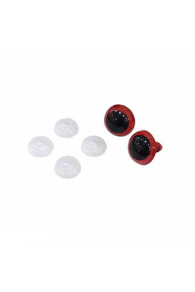 hobimon Amigurumi Screw Colorful Eye - Κόκκινο - 16 mm - 20 τεμάχια (10 ΖΕΥΓΑ) Κλειδωμένο μάτι