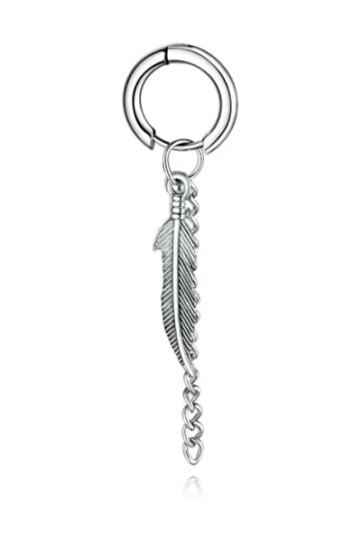 TREND COLLECTİON Paslanmaz Sallantılı Kartal Tüyü Çelik Küpe