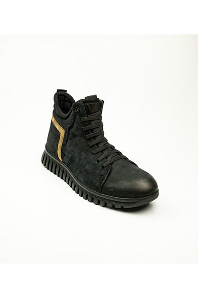 JAMES FRANCO 4683 Black Leather Stretch Men's Boots Black-41