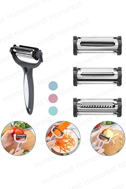 Homerest 3 Farklı Bıçaklı Sebze Meyve Soyacağı, Sebze Meyve Patates Soyma Jülyen Dilimleyici Soyma Bıçağı