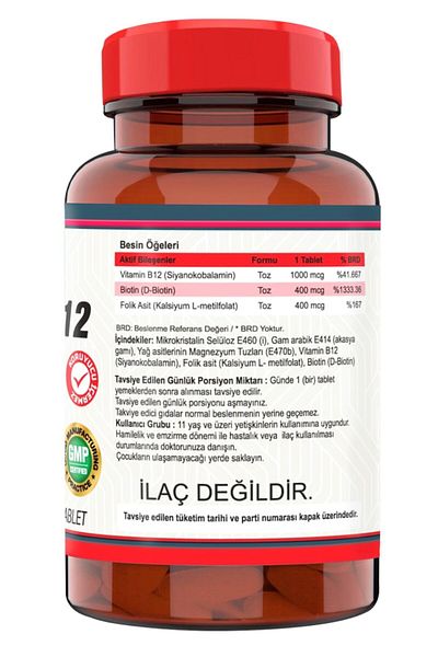 Nevfix Folic Acid D-biotin Vitamin B12 120 Tablets