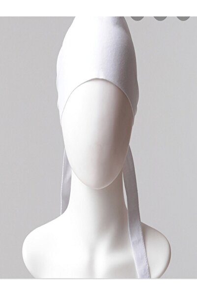 BEYAZ DÜŞ Dikişsiz Düz Beyaz Ligralı Bağcıklı Penye Bone