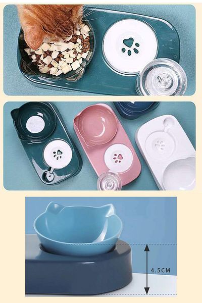 TechnoSmart Cat Dog Food and Water Bowl with Bowl Automatic Water Dispenser Large Size Storage
