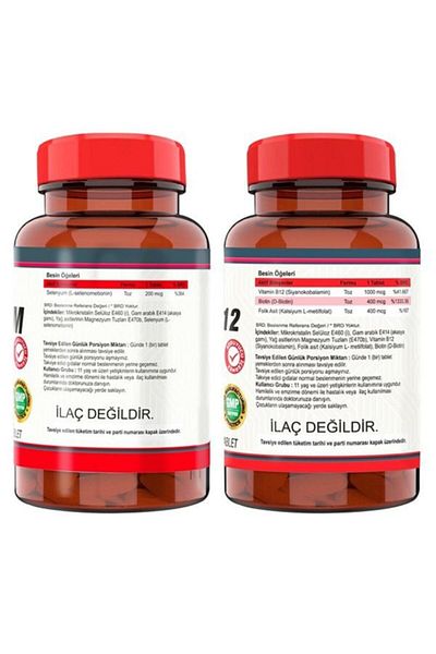 Nevfix Selenium 200 Mcg 120 Tablets Vitamin B12 Folic Acid Biotin 1000 Mcg 120 Tablets