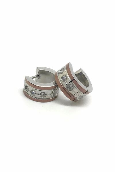 Erer Gümüş Steel Jewelled Hoop Earrings Hs46e32