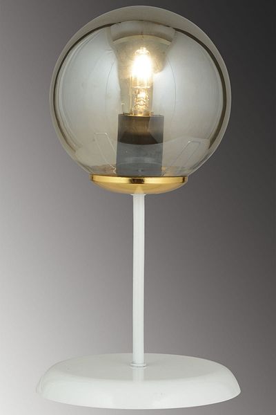 Kraliçe Luxury Chandelier - White Table Lamp, Smoked Glop Glass