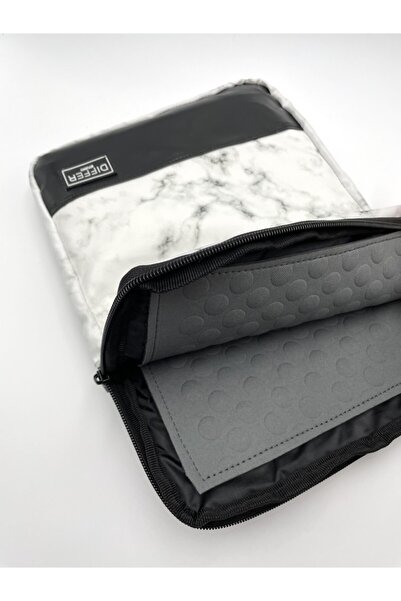 Differ Studio حقيبة كمبيوتر محمول/ماك بوك/نوت بوك/حقيبة/حقيبة من الرخام الأبيض مقاس 15.6 بوصة