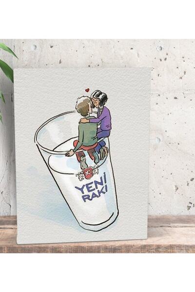 Bk Gift Gift Rakı Tasarımlı Dekoratif Mini Kanvas Tablo 15x20cm-3