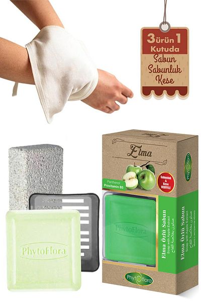 Phytoflora صابون التفاح وفرك الحمام، موزع الصابون الصلب