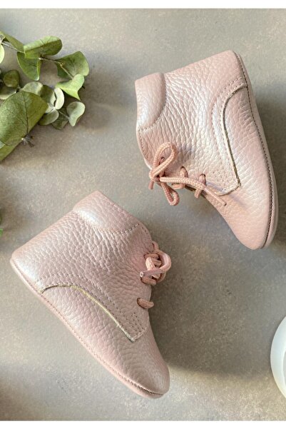 Li Puna - %100 Deri Bebek Ilk Adım Botu - Metalik Pembe