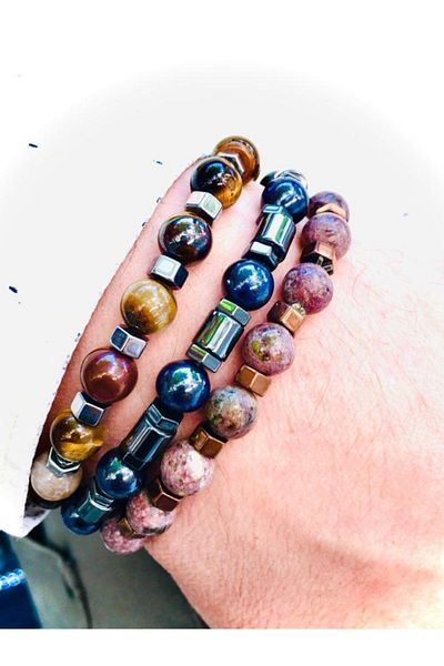 captiva Stell 3rd Set Natural Stone Men's Bracelet Set
