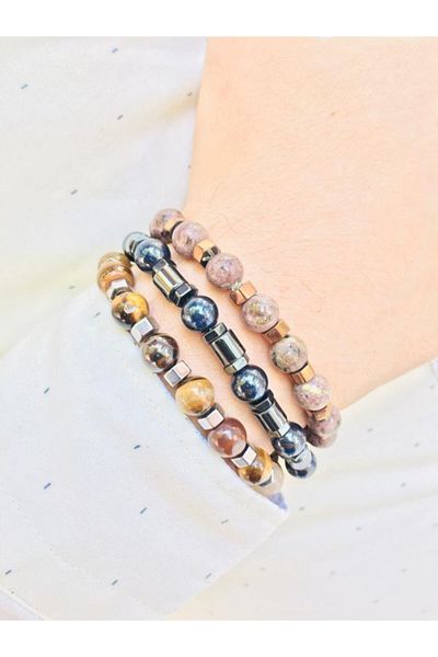 captiva Stell 3rd Set Natural Stone Men's Bracelet Set