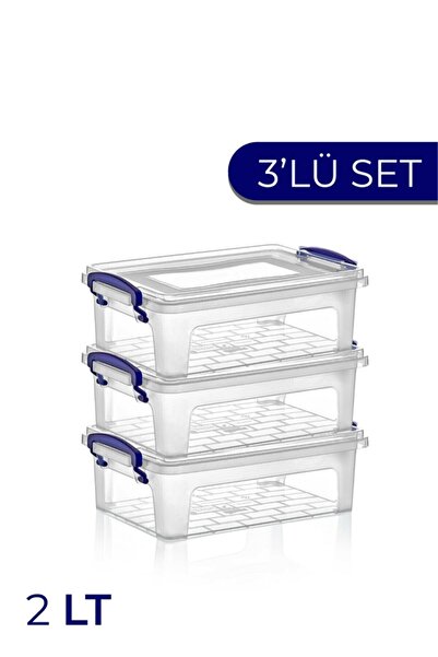 akisshome 3'lü 2 Lt Kiler Box Saklama Kutusu