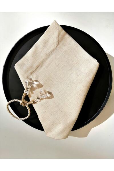 lindeko Özel Seri Kum Beji Cotton Keten Servis Sunum Peçete 40x40 Cm