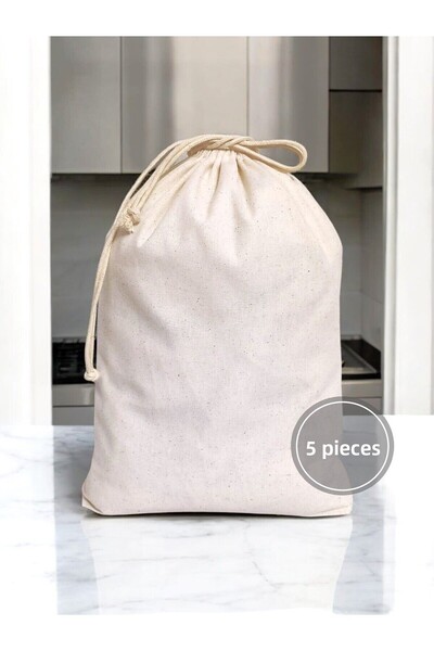 Fulia Elegance 5 أكياس قماش كبيرة الحجم برباط |   قطن 30×40 سم