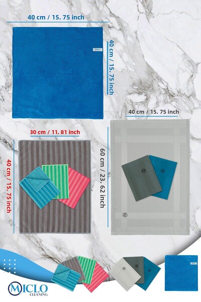 MICLO CLEANING 4-Piece Kitchen & Bathroom Cloth + 3-Piece Magic Glass Dust Cloth + 1 General Cleaning Cloth 8 cloths