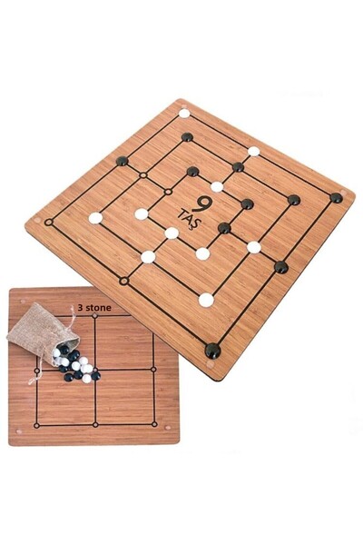Redka Wooden 9 Stones - 3 Stones Intelligence Logic Strategy Game