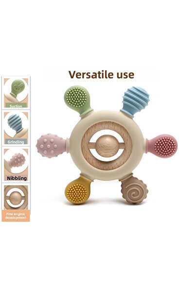 tutobaby دفة حلقة عضاضة للأطفال (عضاضة باللون البيج)