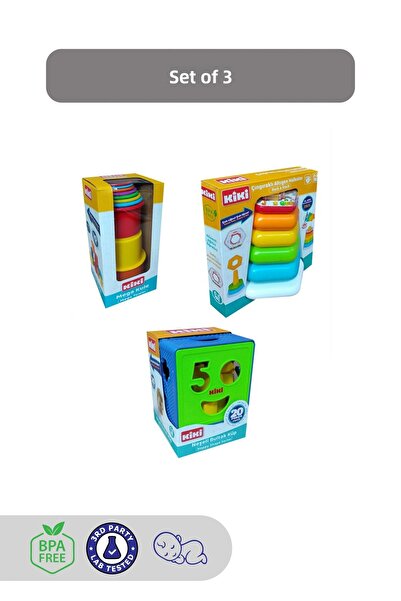 Kiki مجموعة من 3 ألعاب للأطفال بعمر سنة واحدة: مكعب بولتاك المبهج، برج ميجا، ...