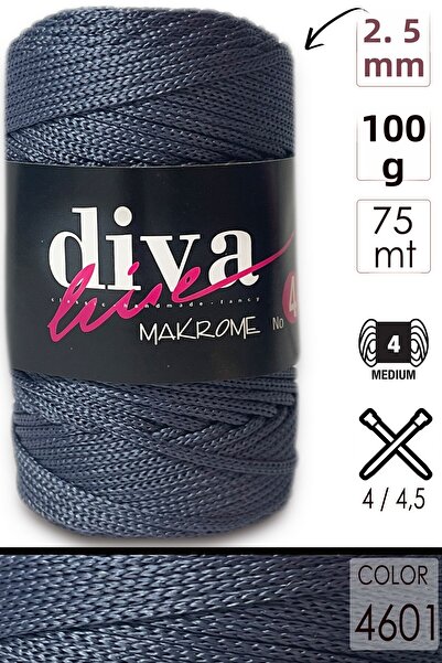 Diva İplik حبل ديفا مكرامية سميك (رقم: 4) 4601 دينم أزرق