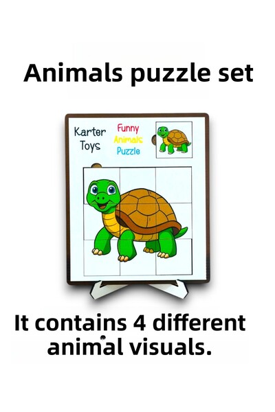 Karter İnovasyon 4-Piece Animals Puzzle Set - Puzzle, Fun DIY Set