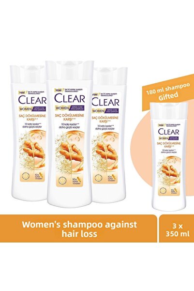 Clear شامبو مضاد لتساقط الشعر للنساء 350 مل × 3 - فعال ضد القشرة