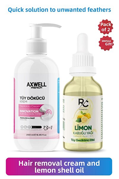 AXWELL Cream and Lemon Peel Oil Hair Removal Deal Set