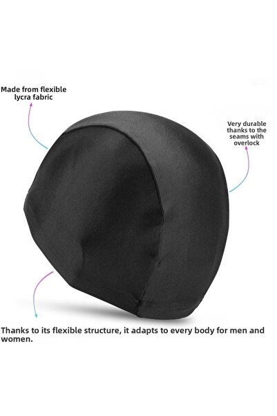 AY10 Set de șepci din Lycra neagră din 2 piese - șapcă pentru piscină și mare