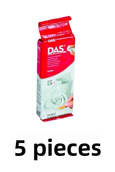 Das 5 Pieces Air Drying Ceramic Clay Plasticine Natural 250 Gr White