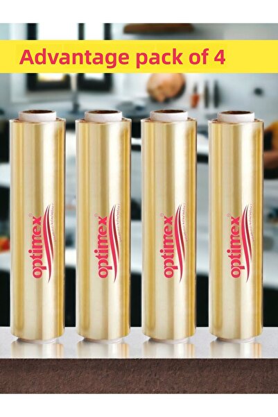 OPTİMEX لفائف تغليف الطعام 150 متر، 4 لفات، عبوة مميزة