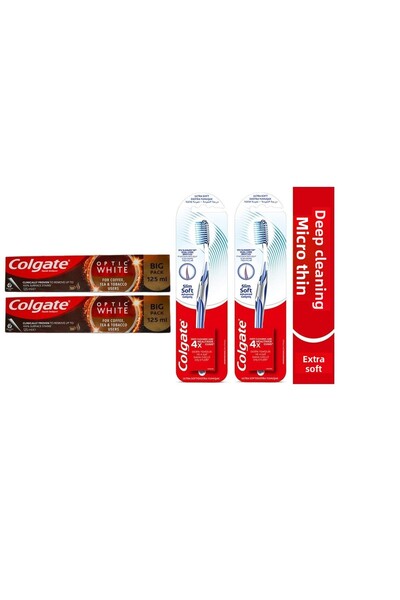 Colgate معجون مستخدمي القهوة والشاي والتبغ باللون الأبيض البصري 125 مل + فرشا...