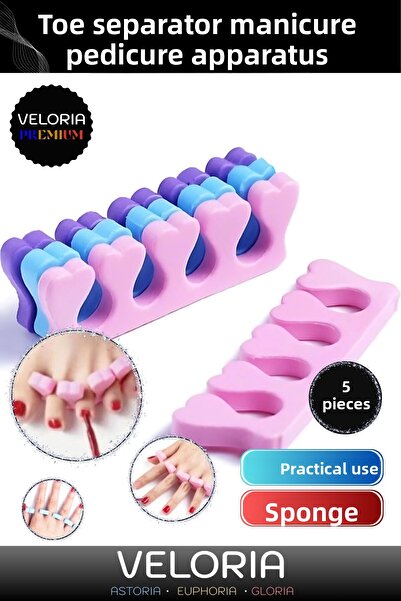 Veloria Premium Series Flexible Soft Finger Separator Nail Polish Non-Smearing Sponge Manicure Pedicure Apparatus 5 Pieces