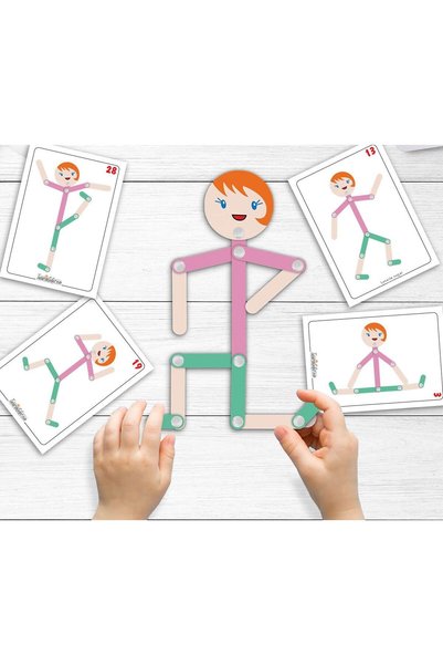 Tasarım Şeker Girl and Boy Figure Wooden Stick Figure Montessori Puzzle Activity Educational Wooden Toy